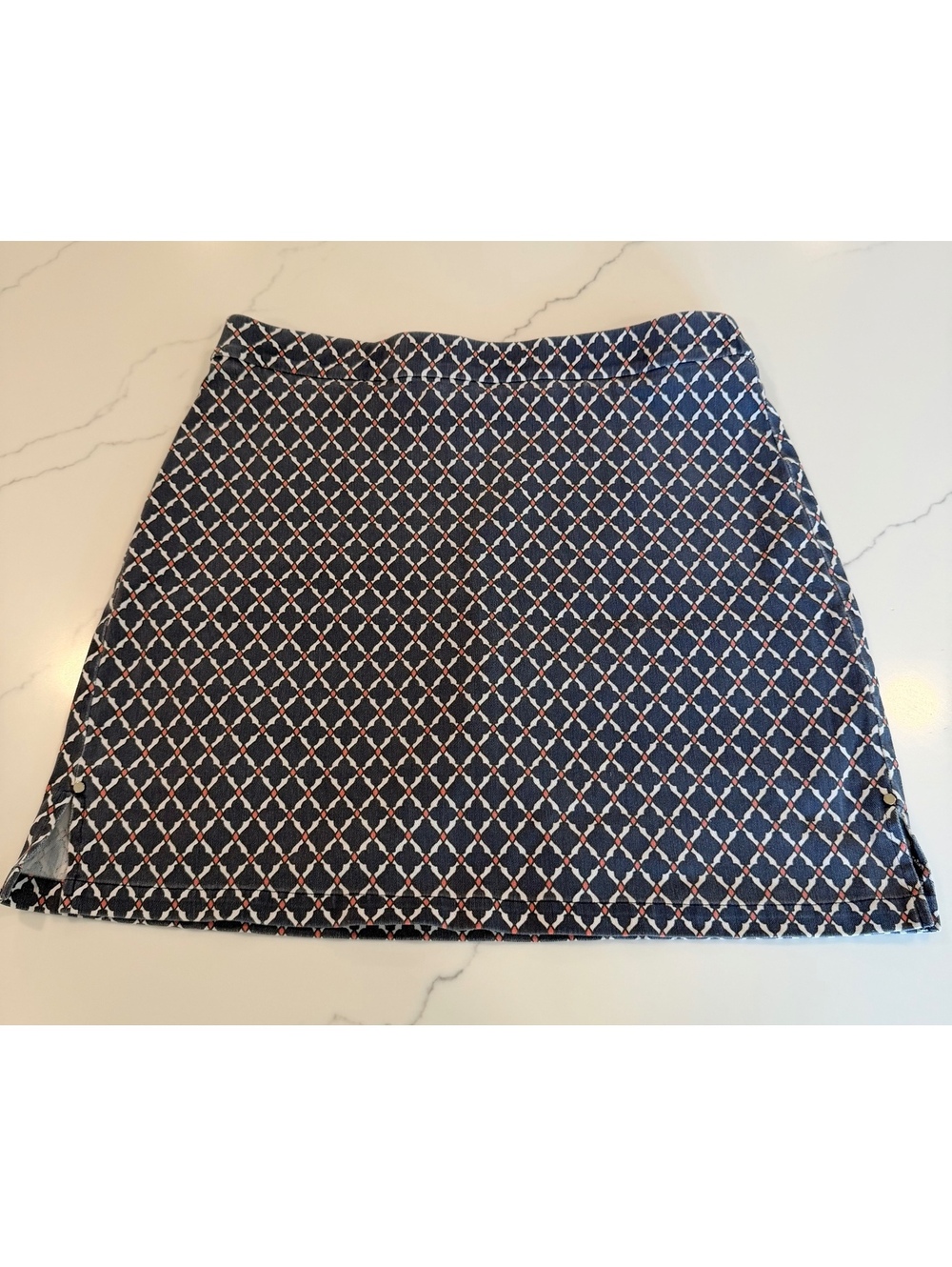 Rafaella Comfort Skort Size 8 Navy Blue with Pattern